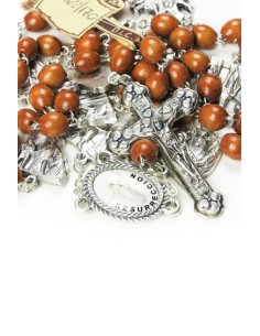 Metal Via Crucis Rosary - Light Wood