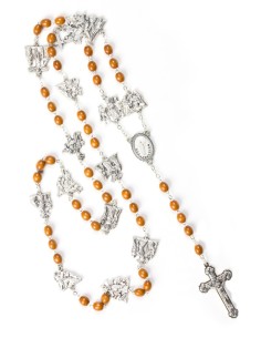 Metal Via Crucis Rosary - Light Wood Metal Via Crucis Rosary - Light Wood