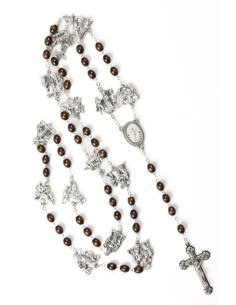 Metal Via Crucis Rosary - dark Wood