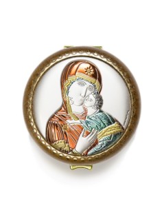 Virgin Mary with Jesus Child silver Rosary Box Virgin Mary with Jesus Child silver Rosary Box