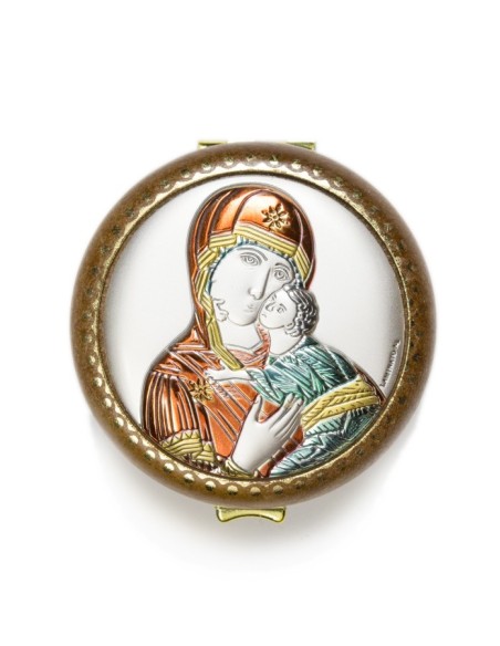Virgin Mary with Jesus Child silver Rosary Box Virgin Mary with Jesus Child silver Rosary Box
