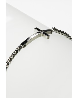 Chrome  Crucifix steel Bracelet
