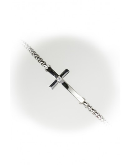Chrome  Crucifix steel Bracelet
