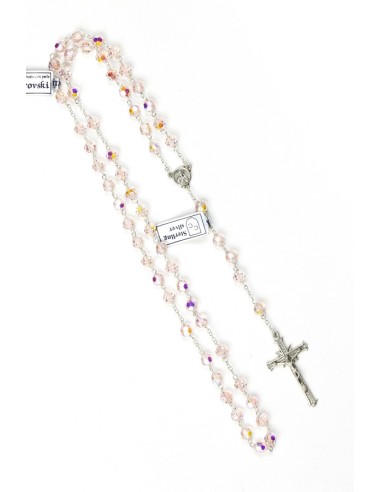 Pink Swarovski Crystal Silver Rosary