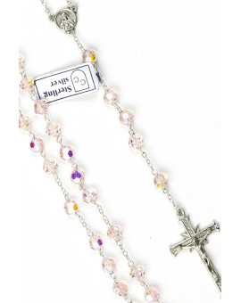 Pink Swarovski Crystal Silver Rosary