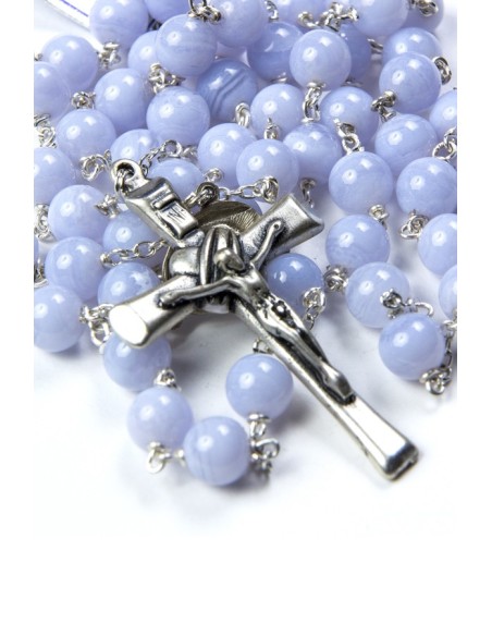 Chalcedony Silver Rosary