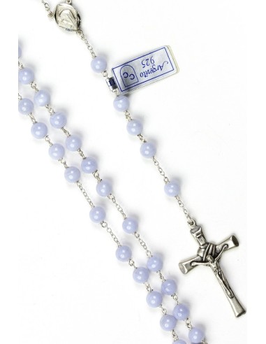 Chalcedony Silver Rosary