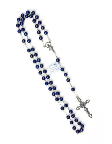 【HYERES LOR】24SS★ Beads Silver Stone MIX NC Lapis Lazuli Lapis Lazuli Silver Rosary | Vatican Gift