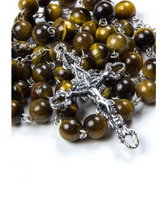 Tiger Eye Silver Rosary