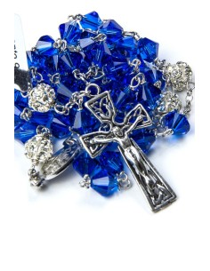 Blue Swarovski Crystal with Silver strass Paters Rosary Blue Swarovski Crystal with Silver strass Paters Rosary