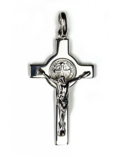 St Benedict Sterling Silver Jewellery Crucifix Size 2