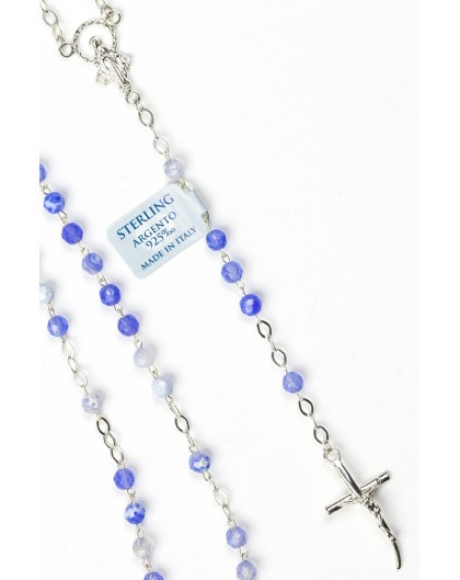 Sky Blue Variegata Agate Sterling Silver Necklace