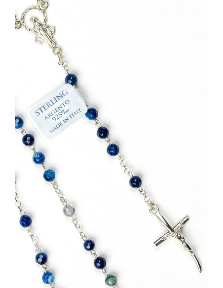 Blue Variegata Agate Sterling Silver Necklace Blue Variegata Agate Sterling Silver Necklace