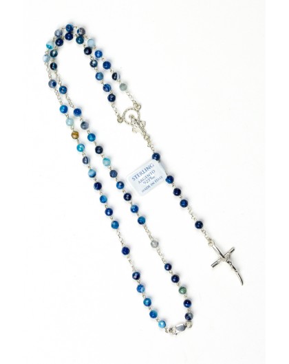 Blue Variegata Agate Sterling Silver Necklace