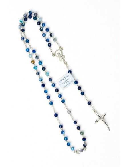 Blue Variegata Agate Sterling Silver Necklace Blue Variegata Agate Sterling Silver Necklace