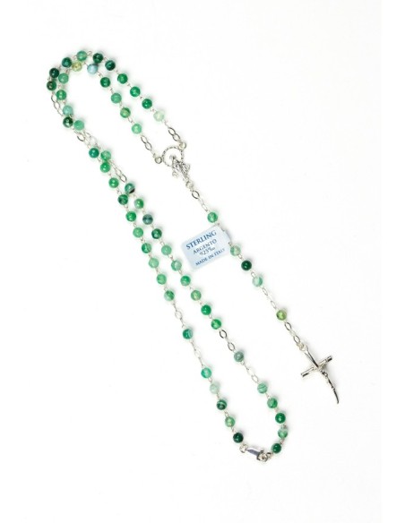 Light Green Variegata Agate Sterling Silver Necklace Light Green Variegata Agate Sterling Silver Necklace