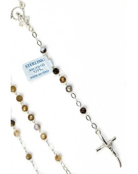 Brown Variegata Agate Sterling Silver Necklace