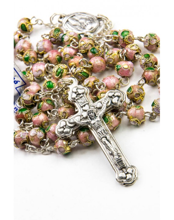 Pink Cloisonne small Rosary