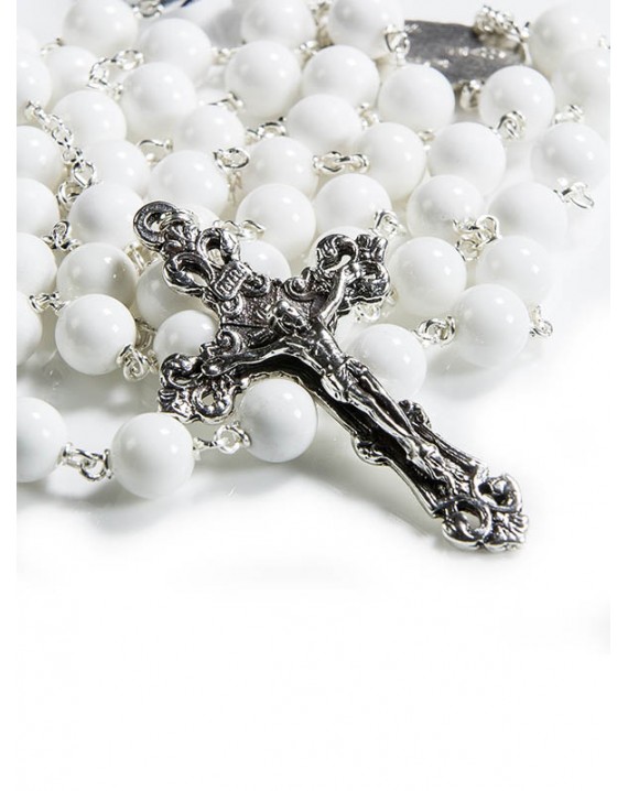 White Shell Rosary 6mm beads