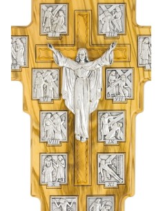 Olive Wood Via Crucis on stand