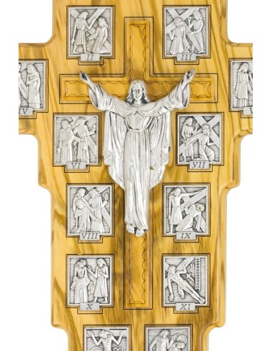 Olive Wood Via Crucis on stand