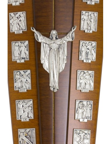 Dark Wood Via Crucis with stand