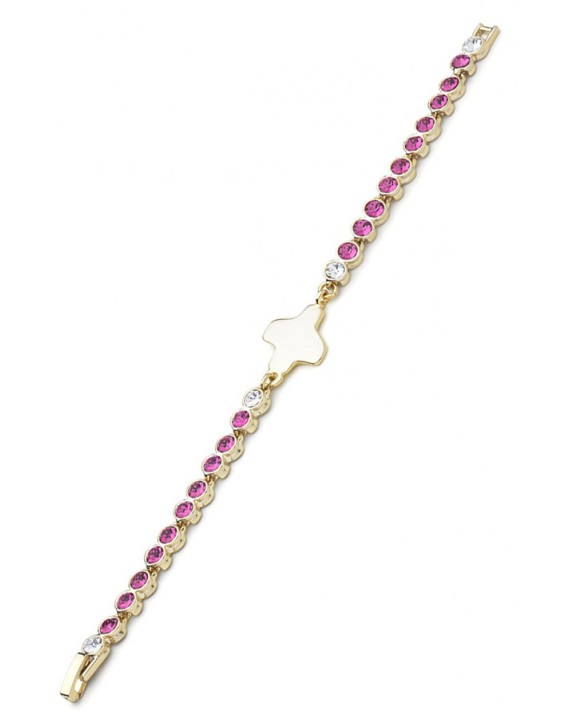 Swarovski Crystal Bracelet - Pink - Metal Gold