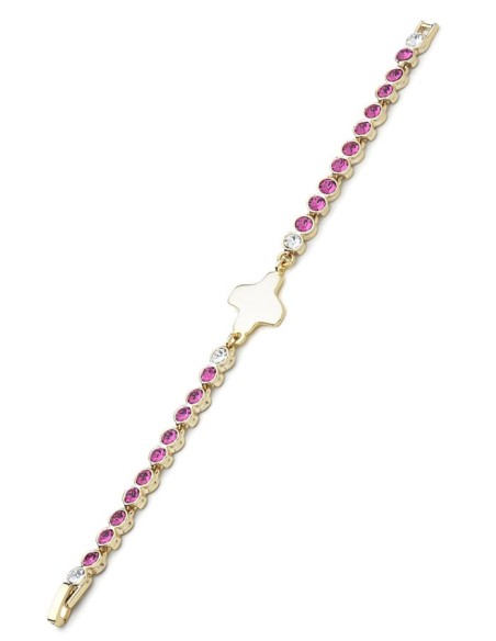 Swarovski Crystal Bracelet - Pink - Metal Gold