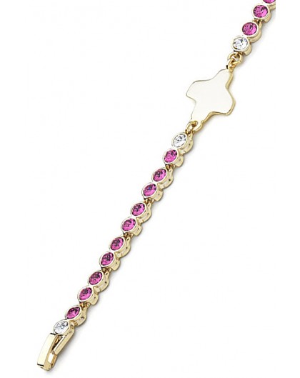 Swarovski Crystal Bracelet - Pink - Metal Gold