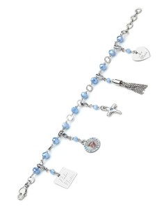 Charms Crystal Bracelet - Light Blue - Metal Gold Charms Crystal Bracelet - Light Blue - Metal Gold