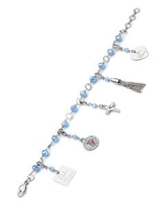 Charms Crystal Bracelet - Light Blue - Metal Gold