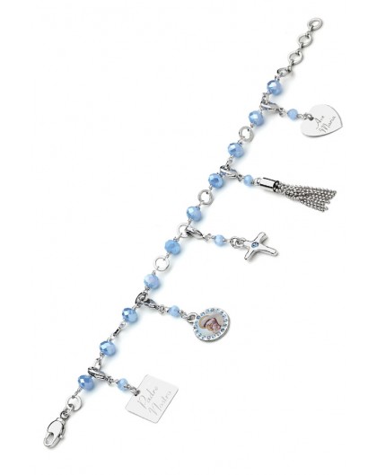 Charms Crystal Bracelet - Light Blue - Metal Gold