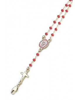Enamelled Crucifix Crystal Bracelet - Red - Metal Gold