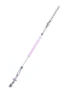 Crystal Bracelet with Enamelled Crucifix and Miraculous Medal - Pink Crystal Bracelet with Enamelled Crucifix and Miraculous Medal - Pink