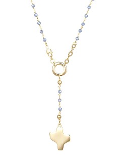 Crystal Rosary Necklace - Light Blue - Metal Gold Crystal Rosary Necklace - Light Blue - Metal Gold