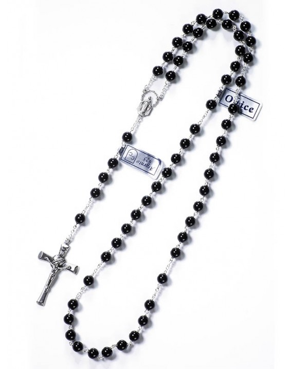 Black Onyx Rosary with Solid Crucifx 6mm beads | Vatican Gift