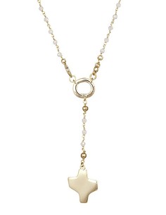 Crystal Rosary Necklace - White - Metal Gold Crystal Rosary Necklace - White - Metal Gold