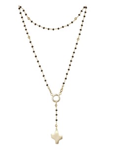 Crystal Rosary Necklace - Black - Metal Gold Crystal Rosary Necklace - Black - Metal Gold