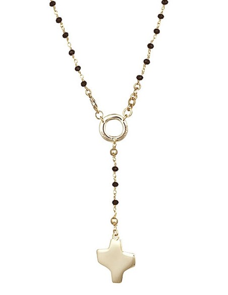 Crystal Rosary Necklace - Black - Metal Gold Crystal Rosary Necklace - Black - Metal Gold