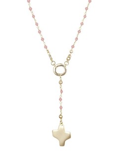 Crystal Rosary Necklace - Pink - Metal Gold Crystal Rosary Necklace - Pink - Metal Gold
