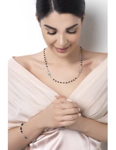 Crystal Necklace with Crucifix with strass - Black - Metal Gold Crystal Necklace with Crucifix with strass - Black - Metal Gold