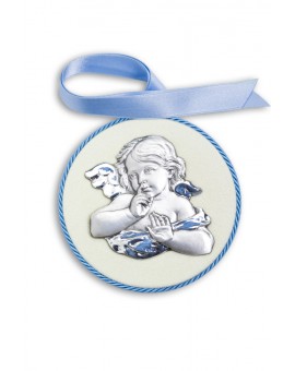 Light Blue Guardian Angel Cradle Medallion