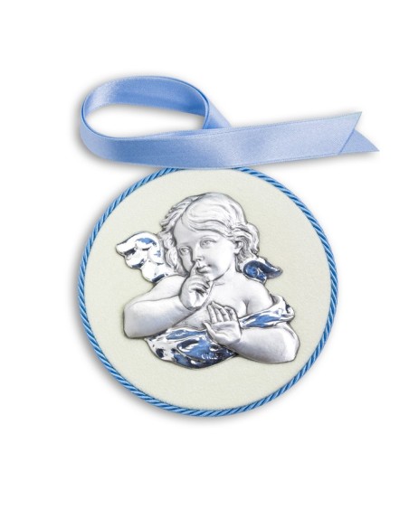 Light Blue Guardian Angel Cradle Medallion