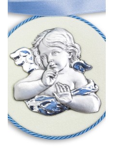 Light Blue Guardian Angel Cradle Medallion