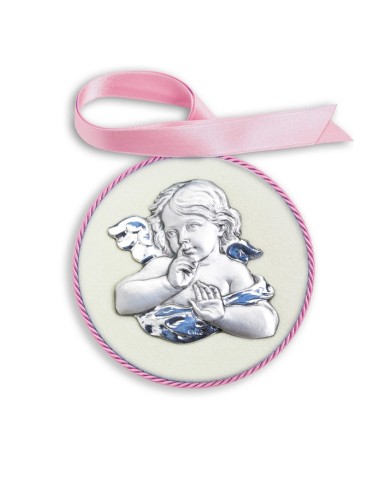 Light Blue Guardian Angel Cradle Medallion