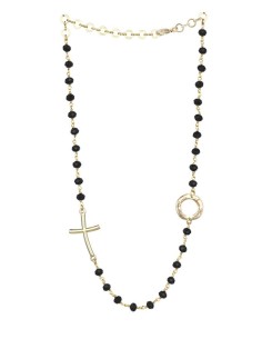 Crystal Necklace with design Crucifix and center - White - Metal Gold Crystal Necklace with design Crucifix and center - White - Metal Gold