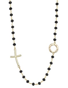 Crystal Necklace with design Crucifix and center - White - Metal Gold Crystal Necklace with design Crucifix and center - White - Metal Gold