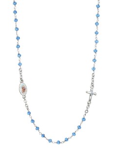 Crystal Necklace with Crucifix with strass - Light Blue - Metal Silver Crystal Necklace with Crucifix with strass - Light Blue - Metal Silver