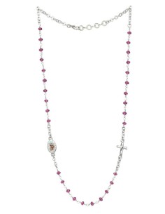 Crystal  Necklace with Crucifix with strass - Amethist - Metal Silver