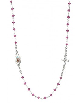 Crystal  Necklace with Crucifix with strass - Amethist - Metal Silver